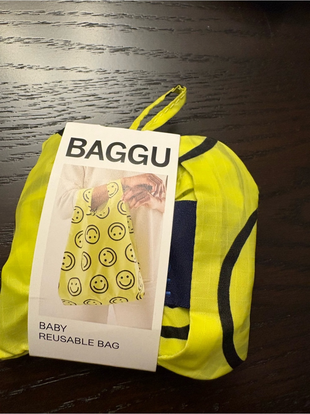 BAGGU Neon Yellow Duffel with Black Accents